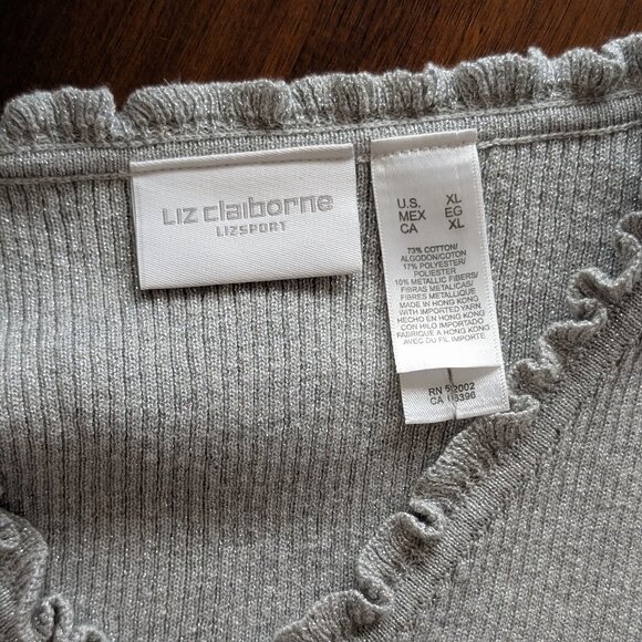 Liz Claiborne - Vintage Y2K metallic ruffle hem ribbed sweater - Large - Picture 5 of 5